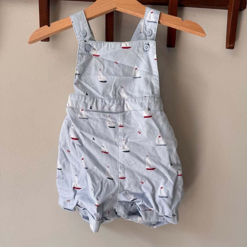 Janie and Jack Baby Sea Friends Sailboat Overall Bubble Romper, 3-6 months